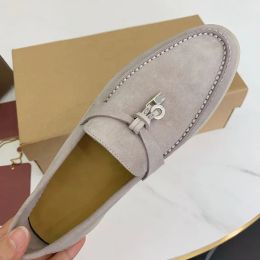 LP Couples shoes Summer Walk Charms embellished suede loafers Moccasins Genuine leather casual flats Men Luxury Designer Dress shoes factory footwear size35-46 box