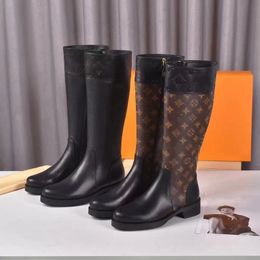 Autumn Winter Coarse Heel thigh boot Designer Women Shoes Martin Desert High Heels Boots Vintage Print Jacquard Textile Platform Ankle Boot